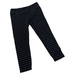 Glyder Women's Black White Stripe Crop Leggings Yoga Stretch Pants Size Medium